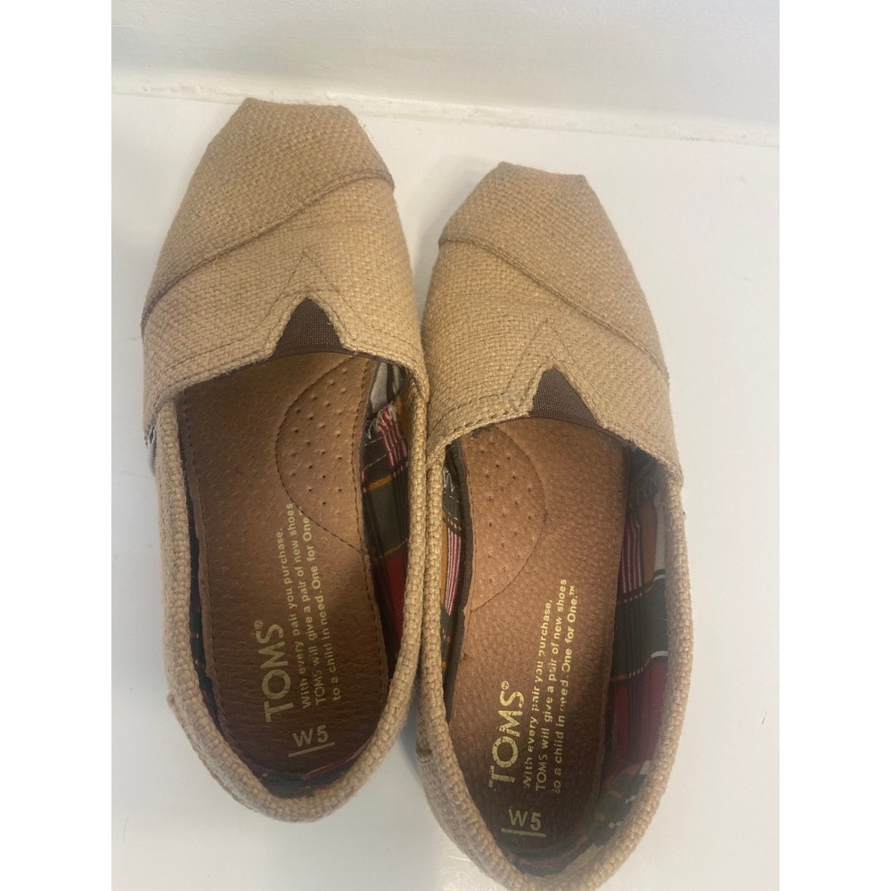 Toms Womens Loafer Flat Shoes Beige Round Toe Slip On 5 - Picture 5 of 9